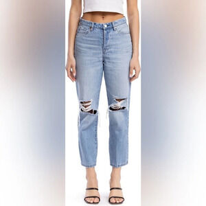BLANK NYC Ankle Crop Jean Womens 25 Baxter High Rise Ripped Ribcage Straight Leg